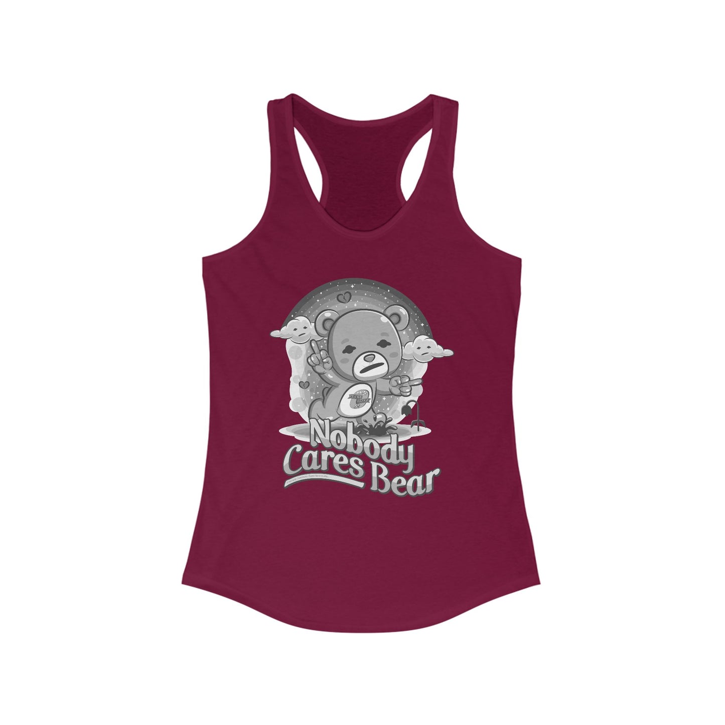 DK227: Nobody Cares Bear - Ladies Racerback Tank