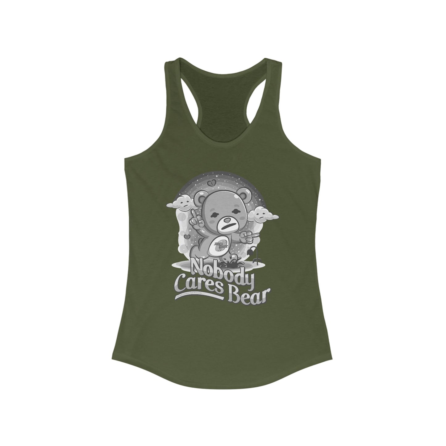 DK227: Nobody Cares Bear - Ladies Racerback Tank