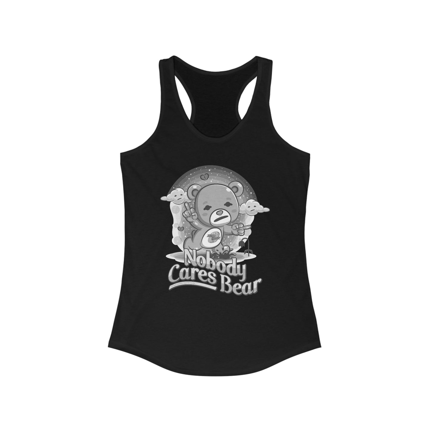 DK227: Nobody Cares Bear - Ladies Racerback Tank