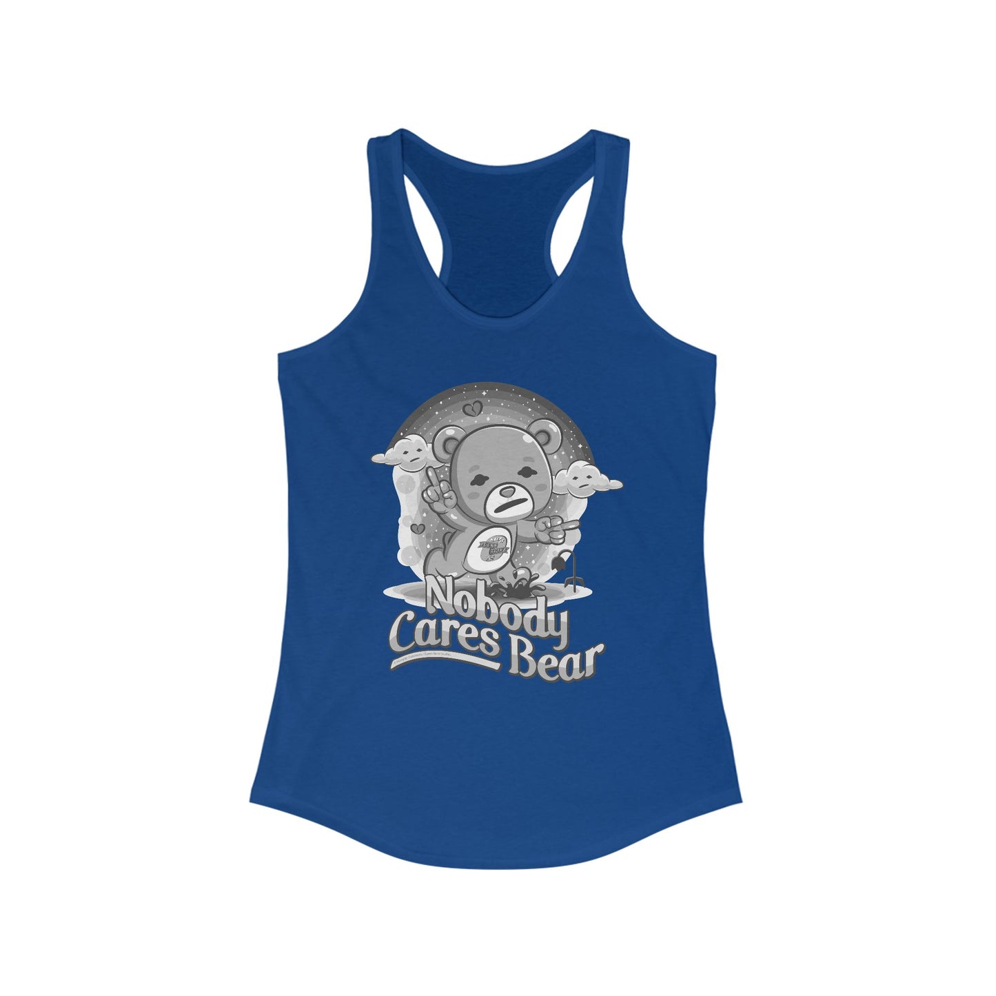 DK227: Nobody Cares Bear - Ladies Racerback Tank