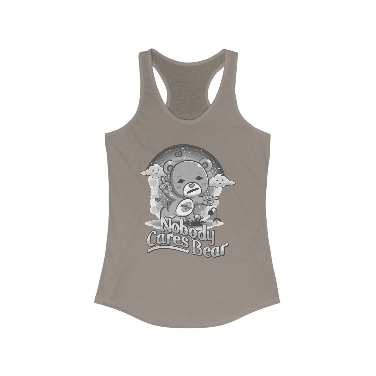 DK227: Nobody Cares Bear - Ladies Racerback Tank