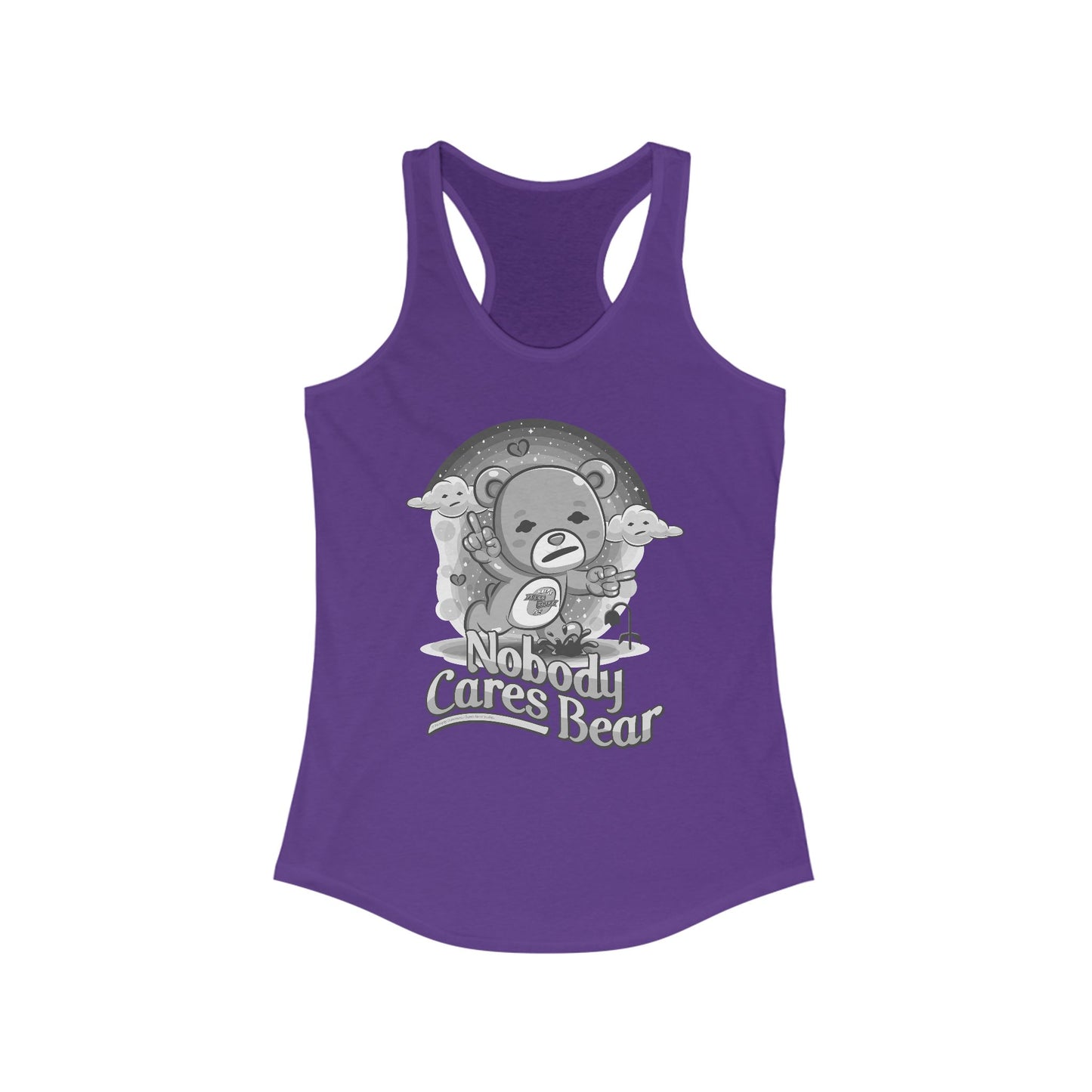 DK227: Nobody Cares Bear - Ladies Racerback Tank