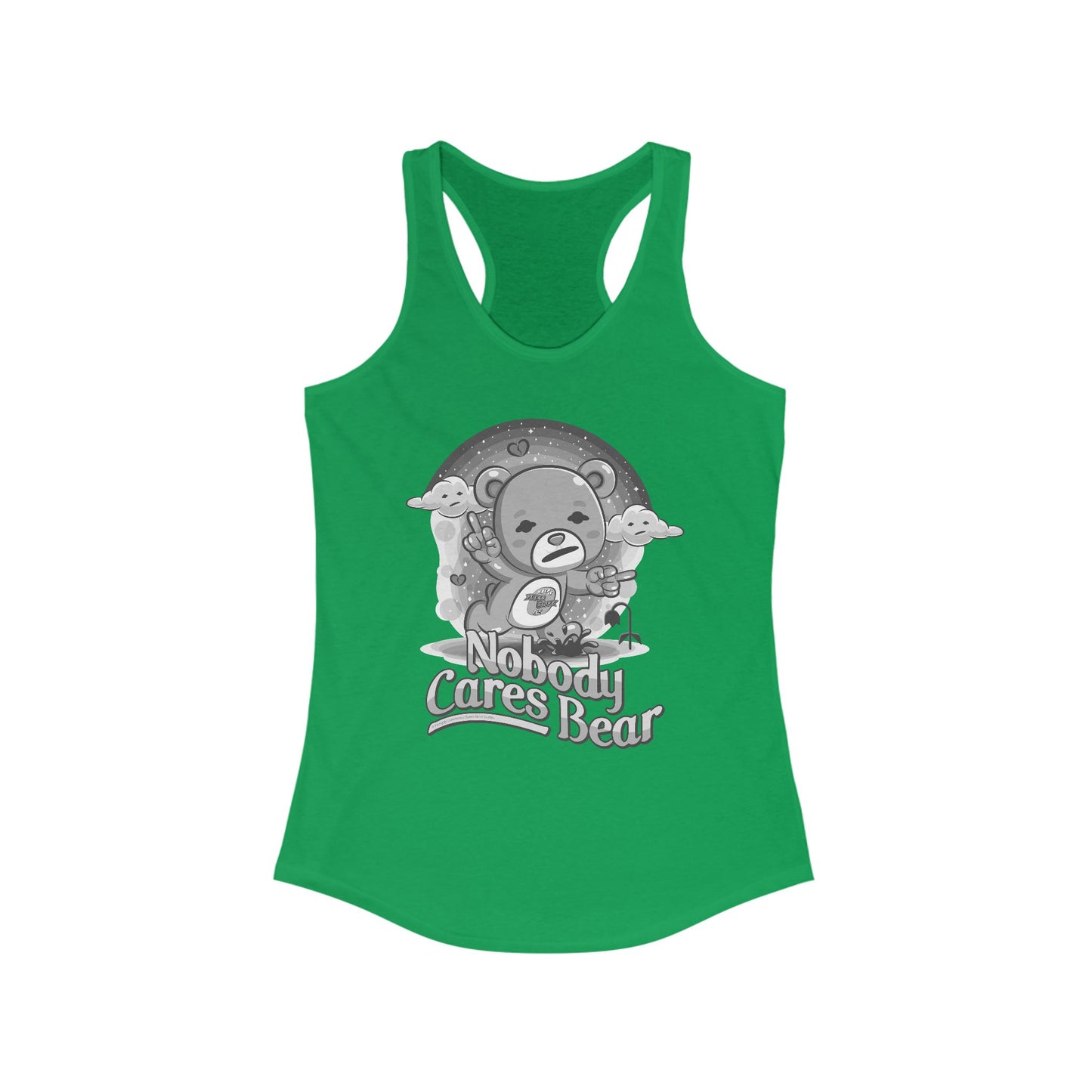 DK227: Nobody Cares Bear - Ladies Racerback Tank