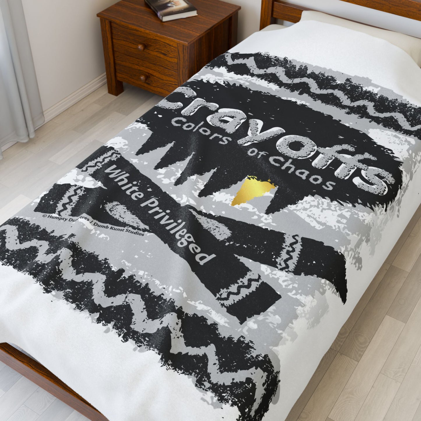 DK110: Crayoffs - Colors of Chaos (White Privileged White) - Velveteen Plush Blanket