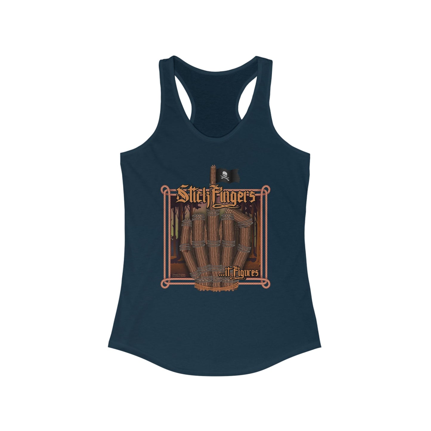DK218: It Stick Figures - Ladies Raceback Tank
