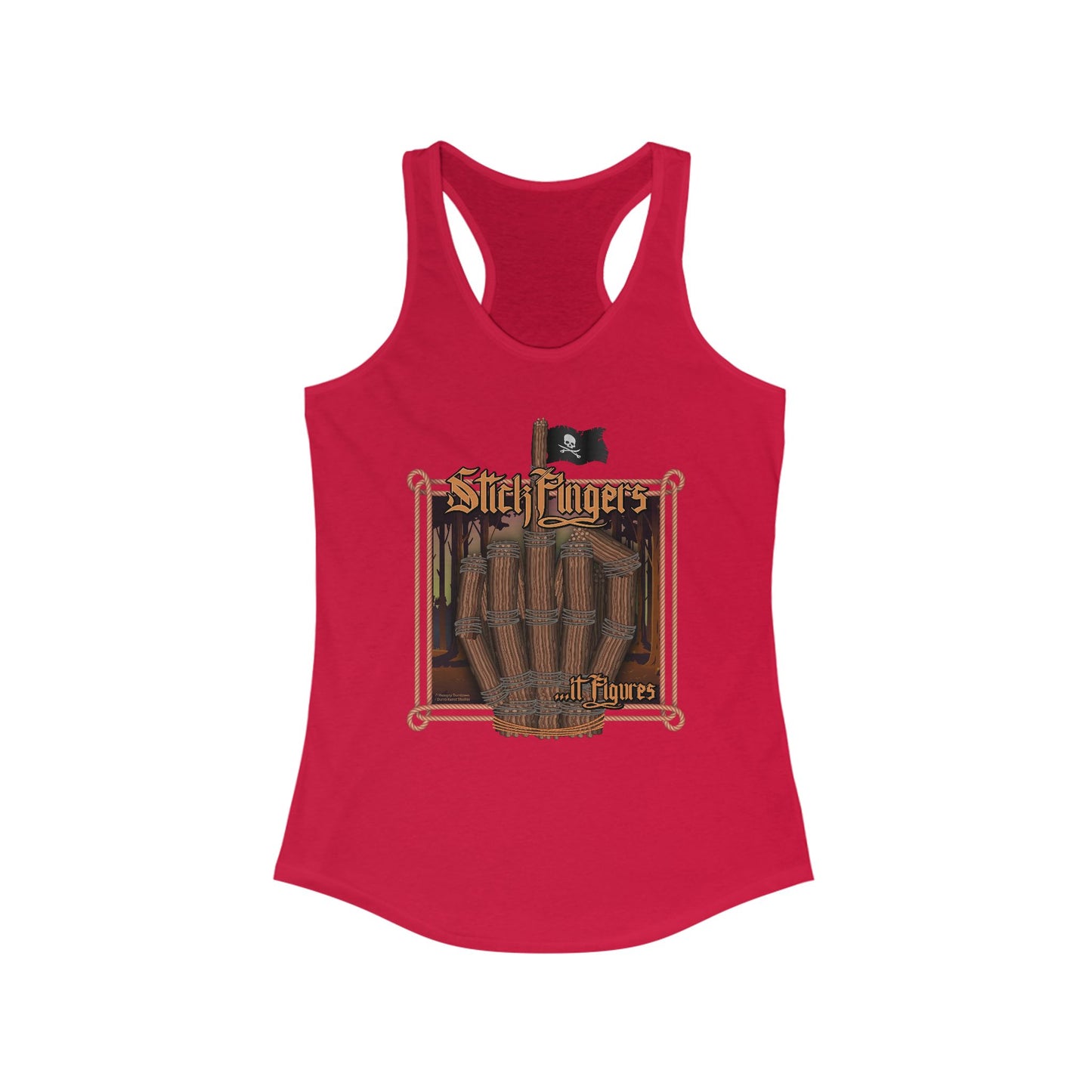 DK218: It Stick Figures - Ladies Raceback Tank