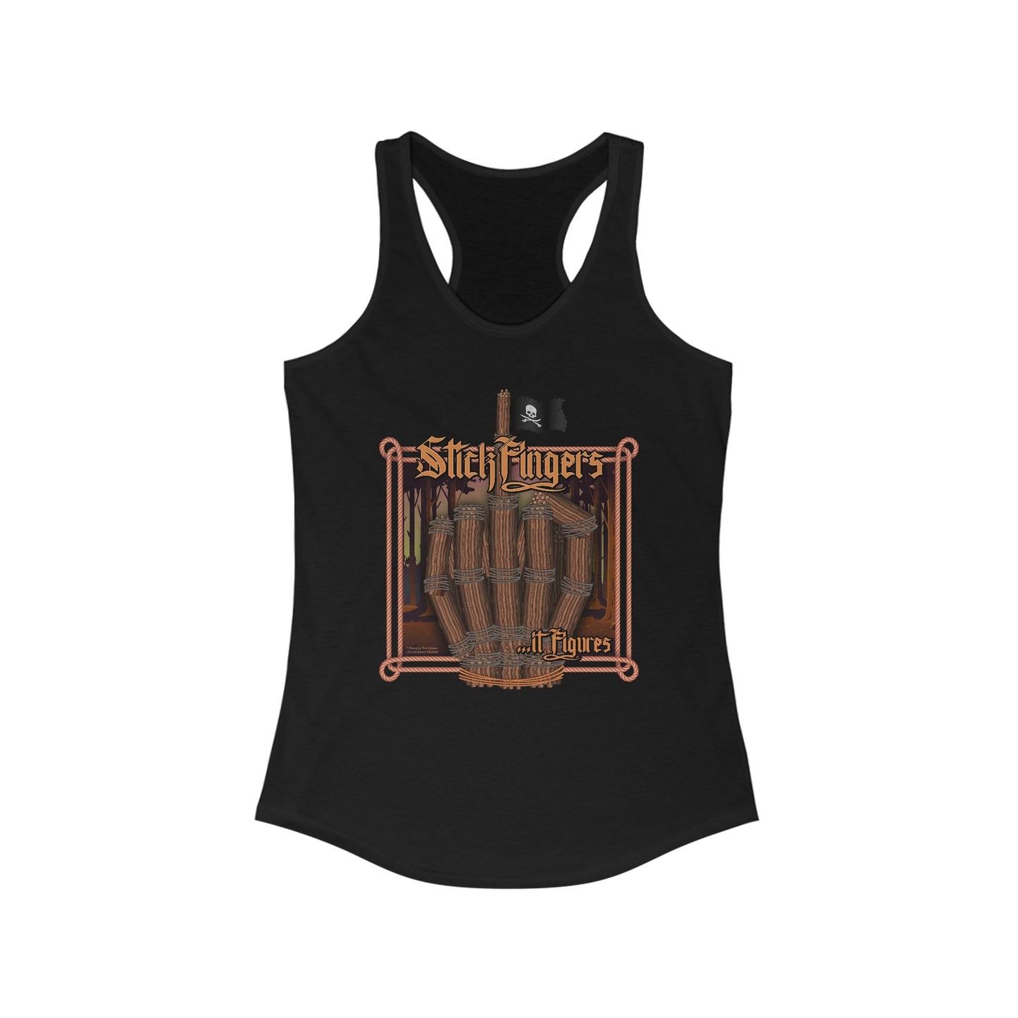 DK218: It Stick Figures - Ladies Raceback Tank
