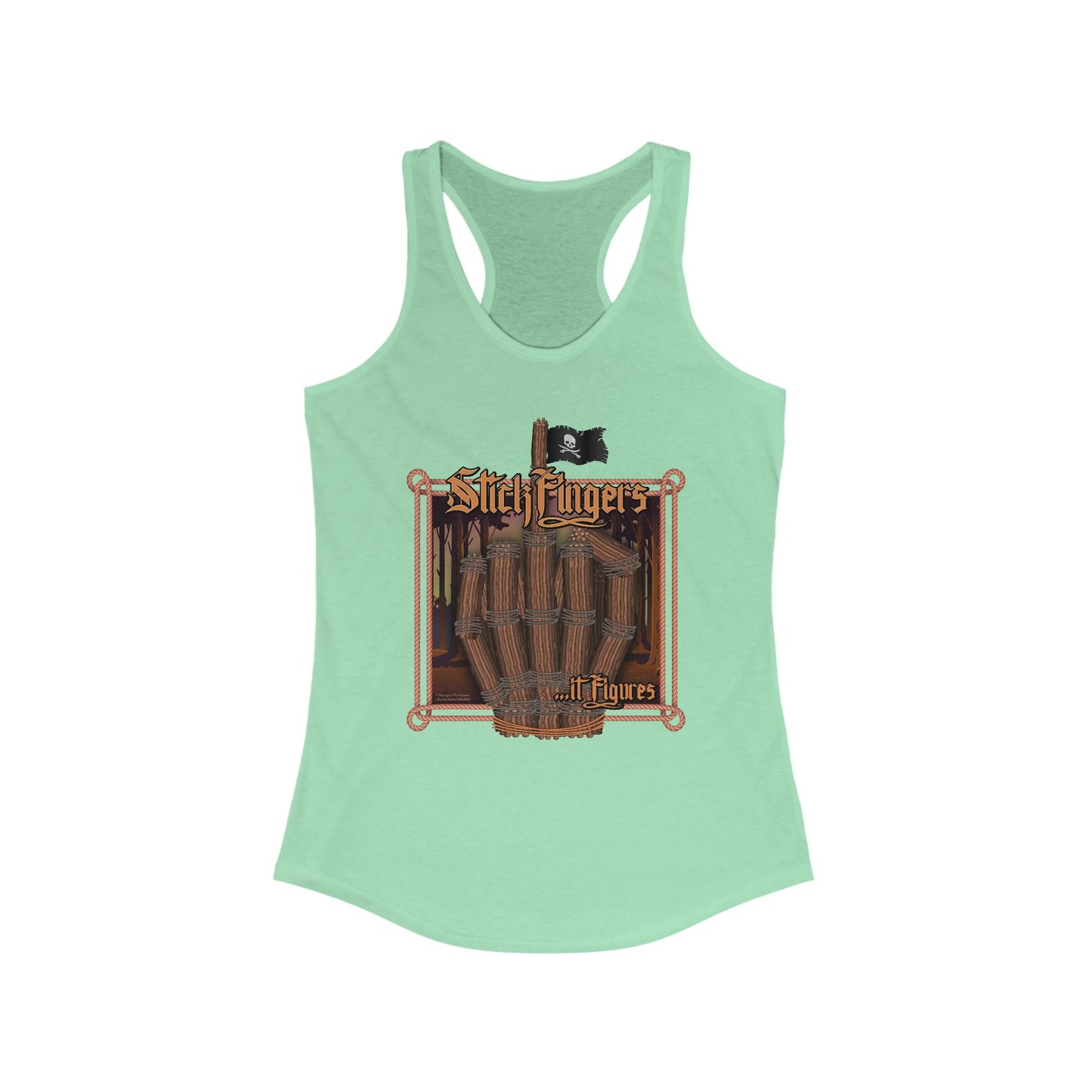DK218: It Stick Figures - Ladies Raceback Tank