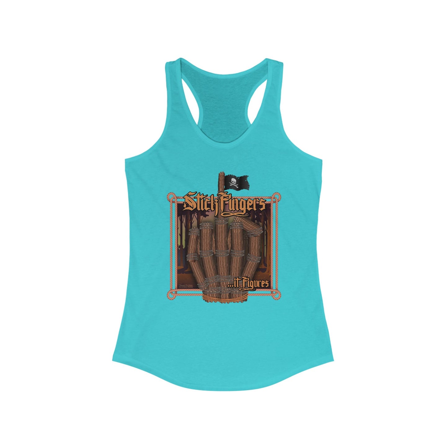 DK218: It Stick Figures - Ladies Raceback Tank