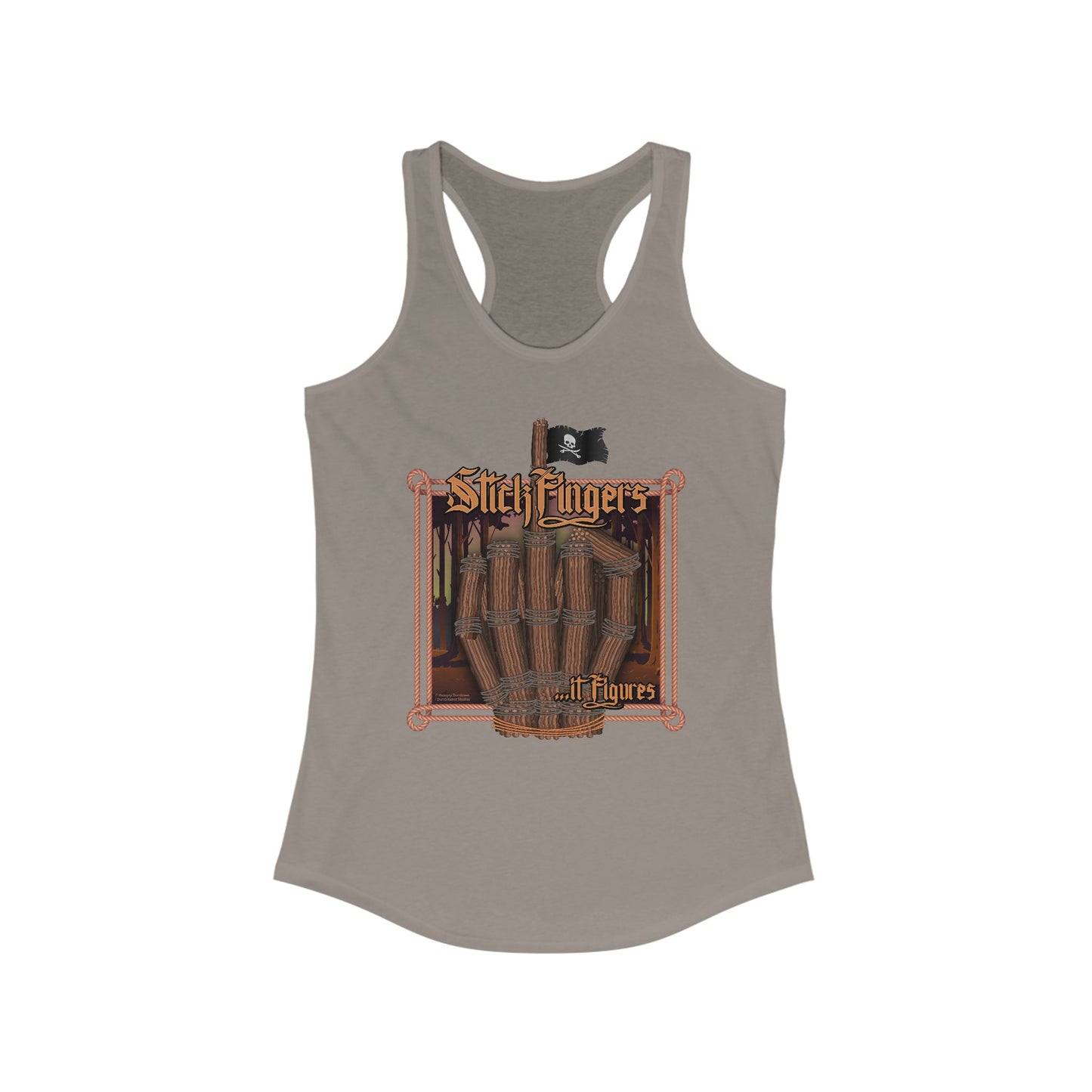 DK218: It Stick Figures - Ladies Raceback Tank