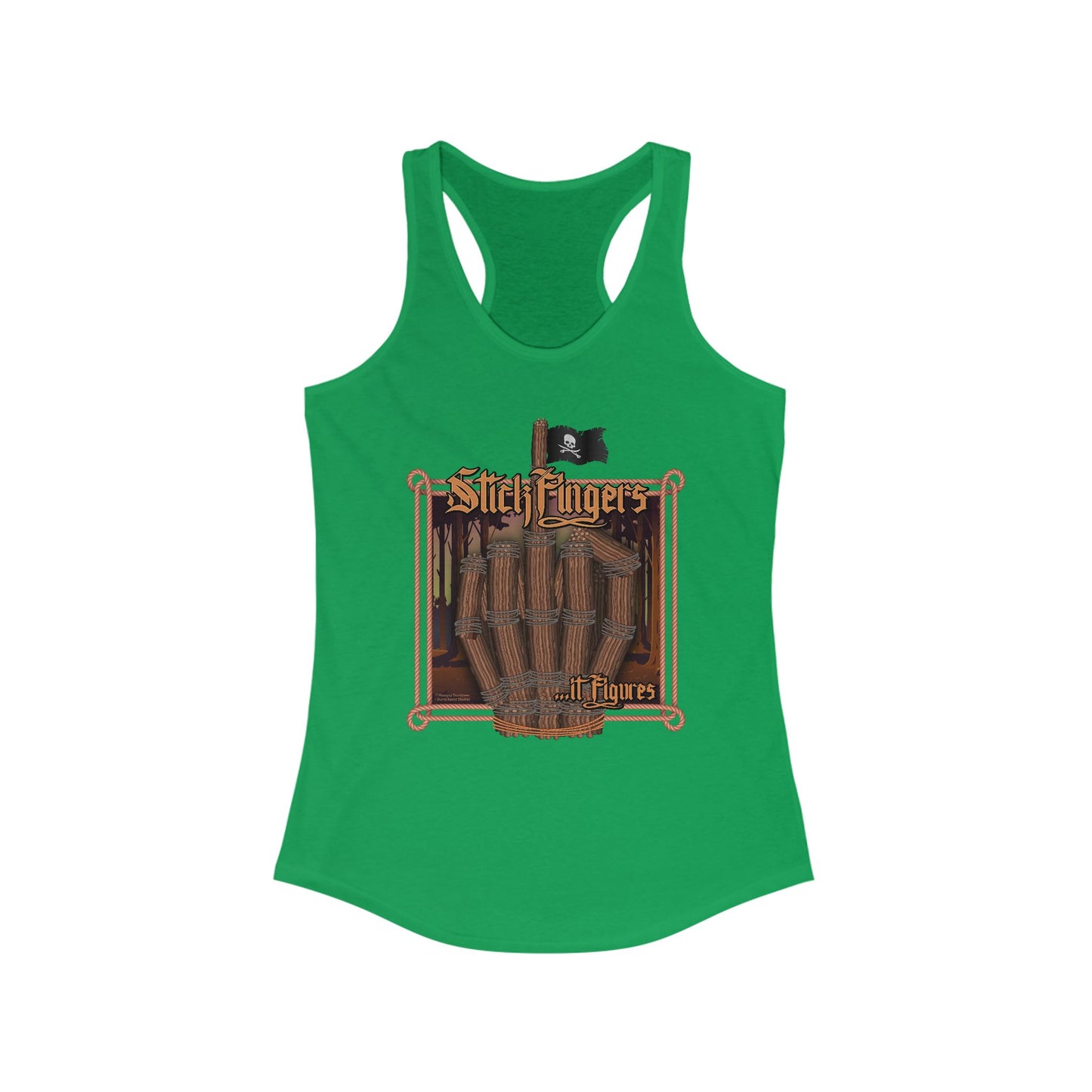 DK218: It Stick Figures - Ladies Raceback Tank