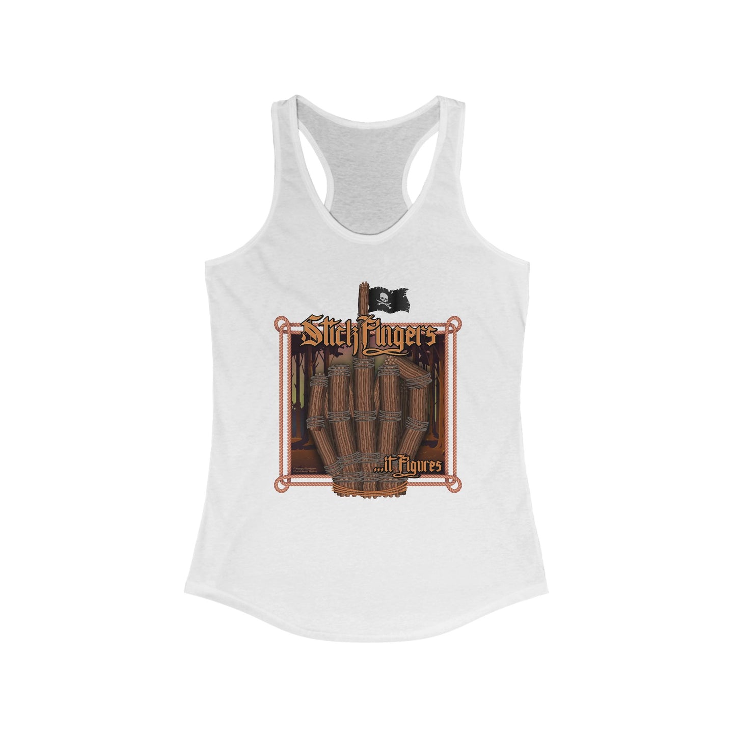DK218: It Stick Figures - Ladies Raceback Tank