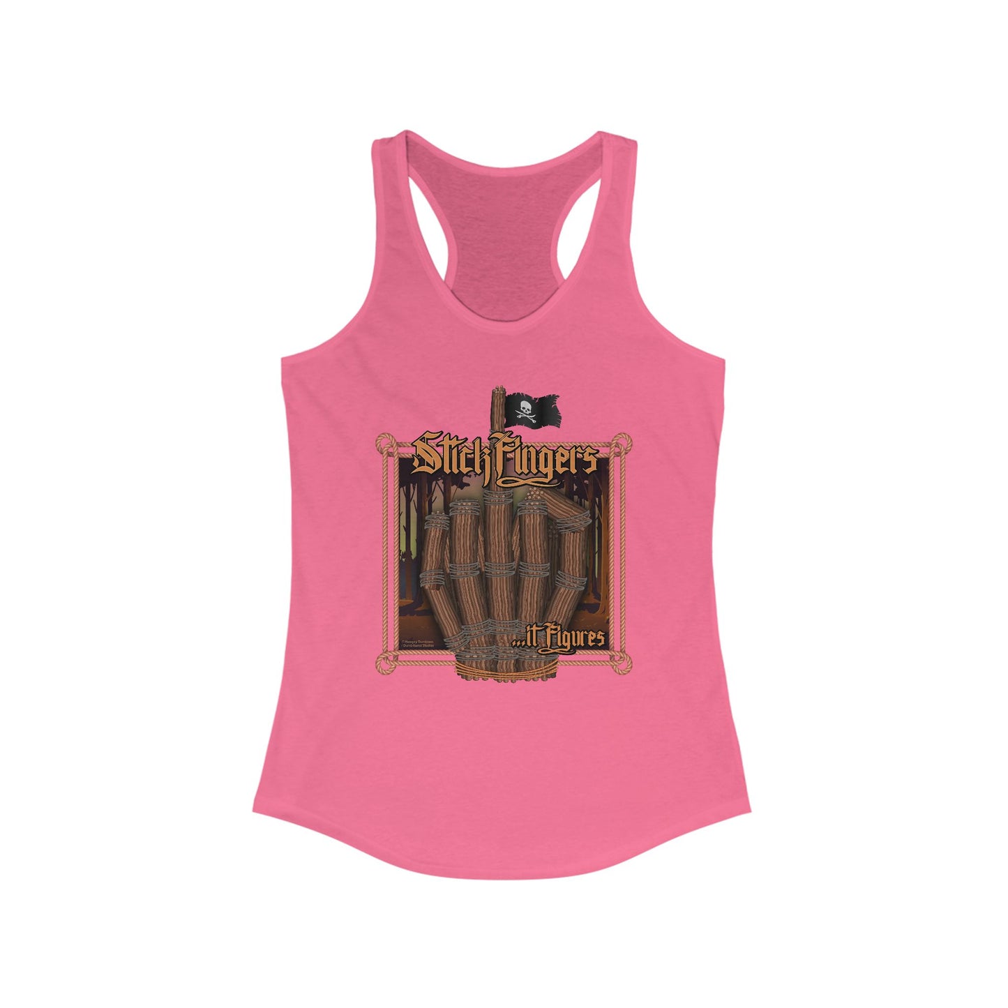 DK218: It Stick Figures - Ladies Raceback Tank