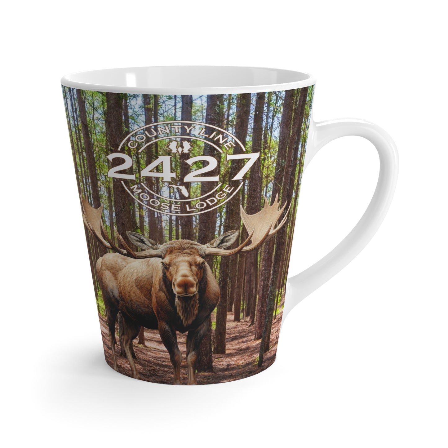 Moose Lodge 2427 - Woodlands Moose - Latte / Coffee Mug (12oz)