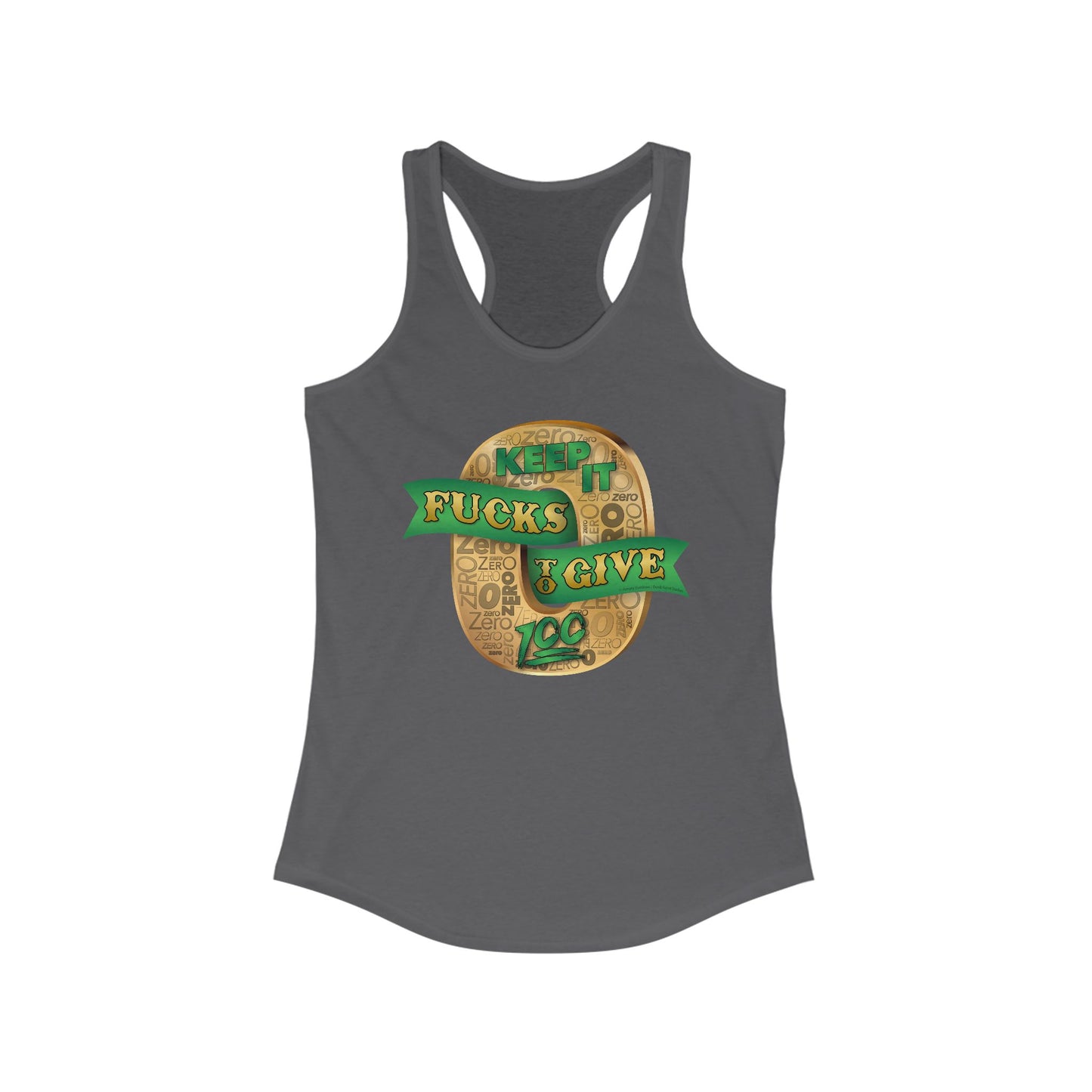DK100: Zero Fucks To Give (Gold Edition) - Ladies Racerback Tank