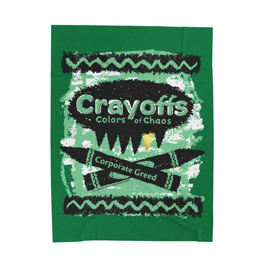 DK110: Crayoffs - Colors of Chaos (Corporate Greed Green) - Velveteen Plush Blanket
