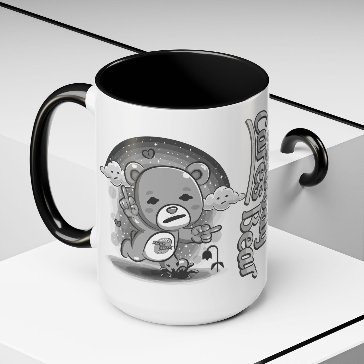 DK227: Nobody Cares Bear - Ceramic Coffee Mugs