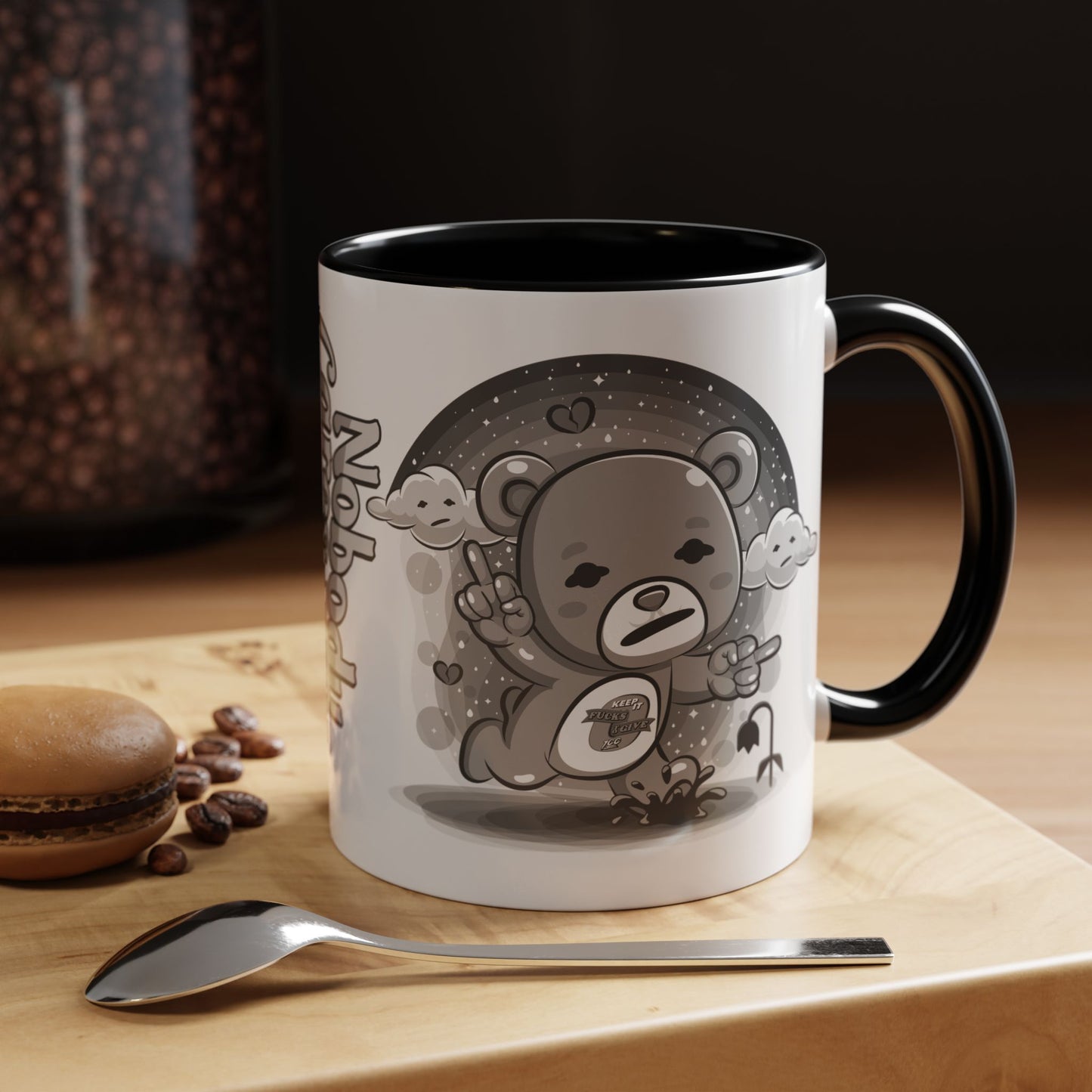 DK227: Nobody Cares Bear - Ceramic Coffee Mugs