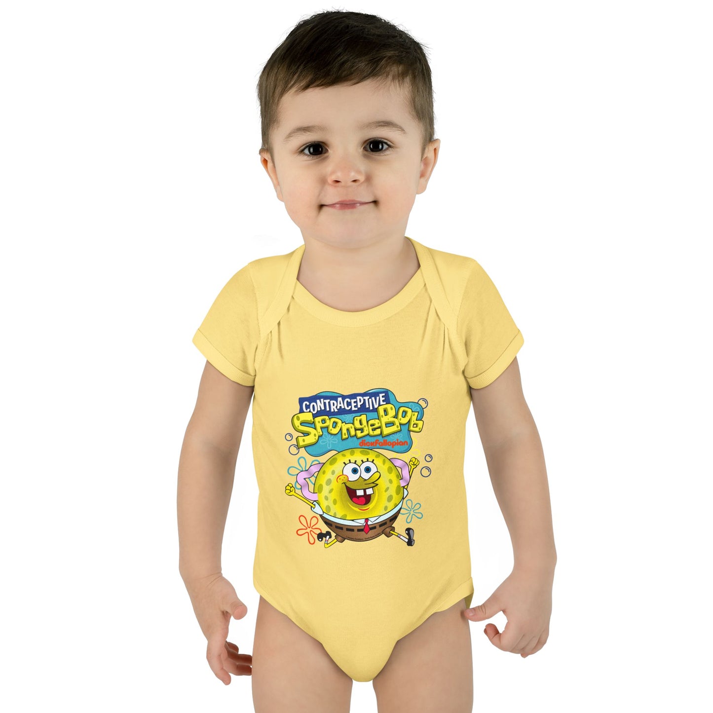 DK196: Contraceptive SpongeBob - Infant Sized Onsie