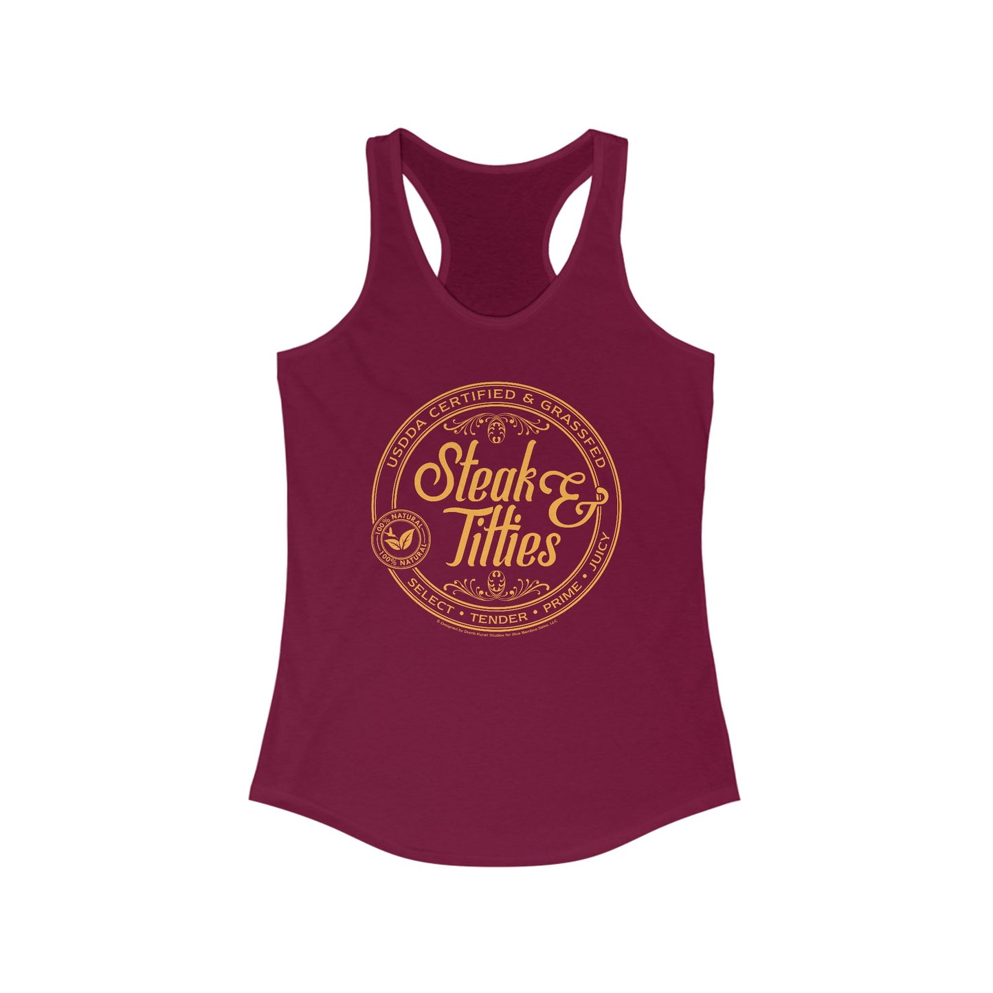 DK225: Steak & Titties - Ladies Racerback Tank