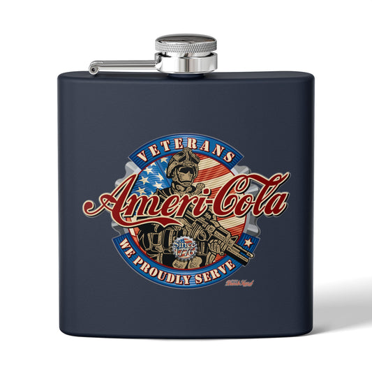 DK30: We Proudly Serve - 6oz Stainless Steel Hip Flask
