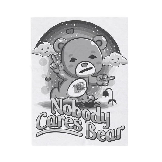 DK227: Nobody Cares Bear - Velveteen Plush Blanket