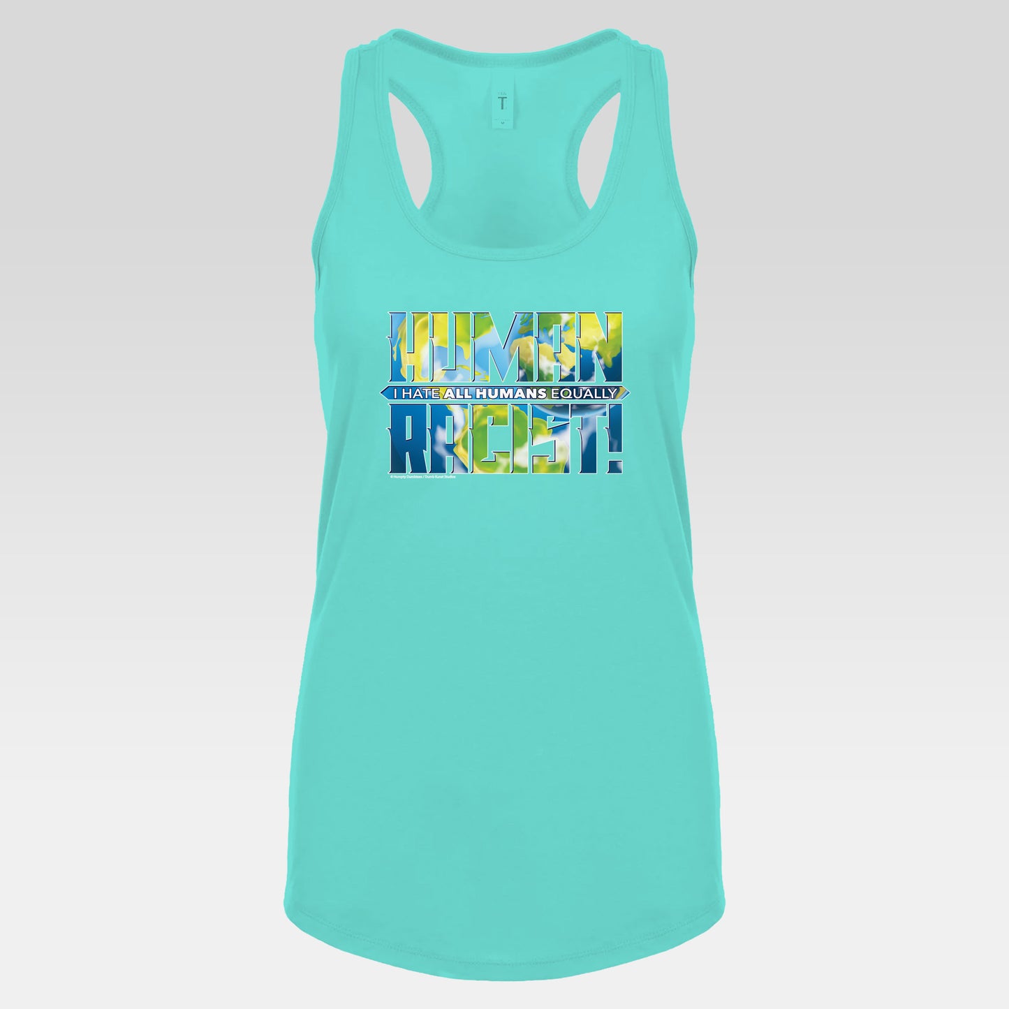 DK99: The Human Racist (Earthly Edition) - Ladies Racerback Tank
