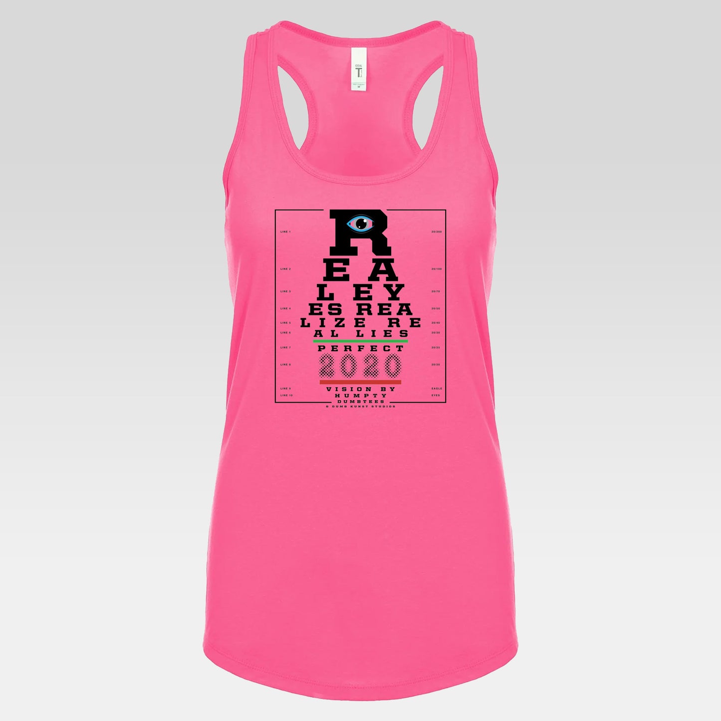 DK109: Real Eyes Realize Real Lies - Ladies Racerback Tank