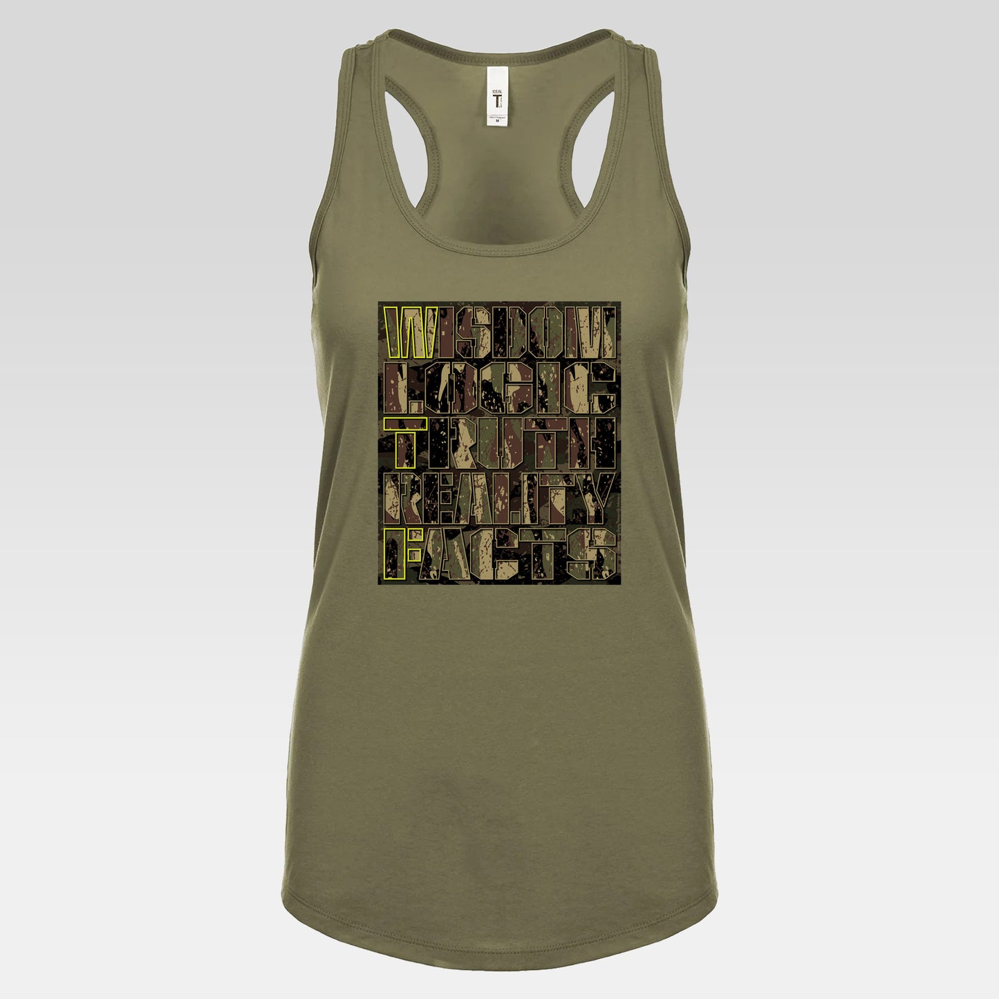 DK159: WTF! FTW! Facts! (Camo Edition) - Ladies Racerback Tank
