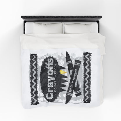 DK110: Crayoffs - Colors of Chaos (White Privileged White) - Velveteen Plush Blanket
