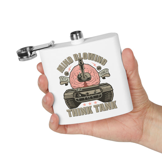 DK125: Think Tank - 6oz Stainless Steel Hip Flask
