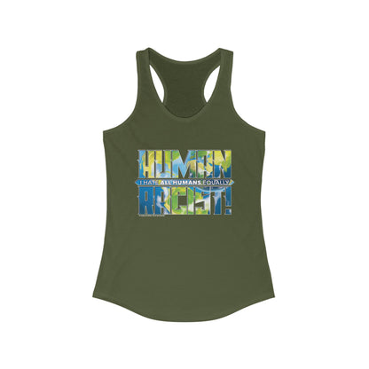 DK99: The Human Racist (Earthly Edition) - Ladies Racerback Tank