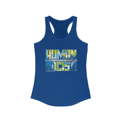 DK99: The Human Racist (Earthly Edition) - Ladies Racerback Tank