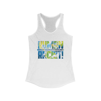 DK99: The Human Racist (Earthly Edition) - Ladies Racerback Tank