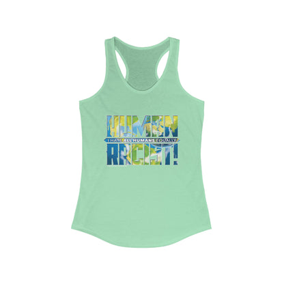DK99: The Human Racist (Earthly Edition) - Ladies Racerback Tank
