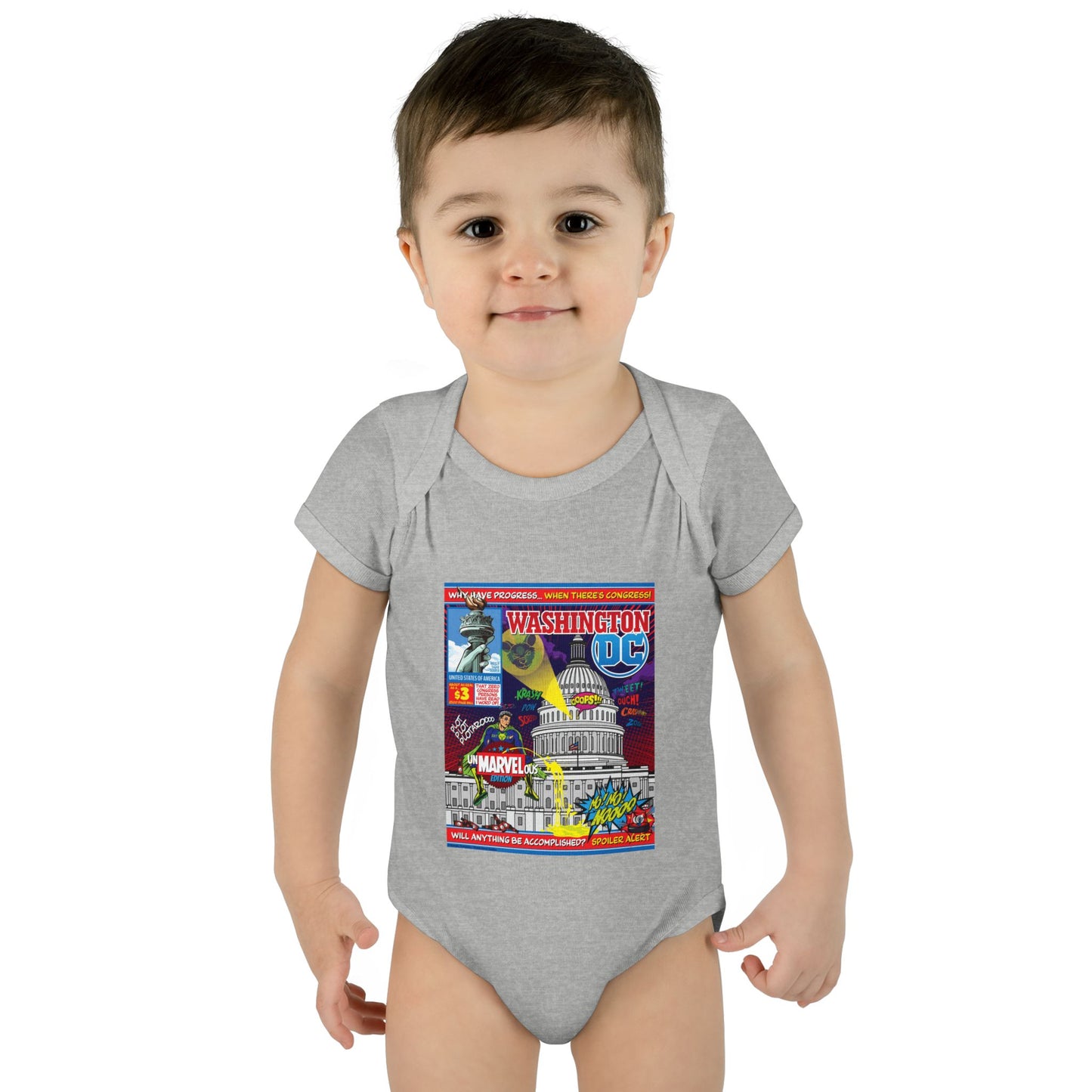 DK149: UnMARVELousington D.C. - Infant Sized Onsie