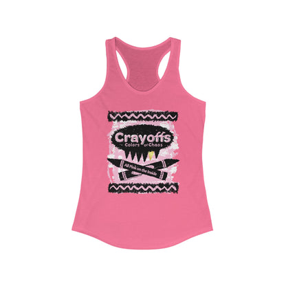 DK110: Crayoffs Colors of Chaos - Ladies Racerback Tank