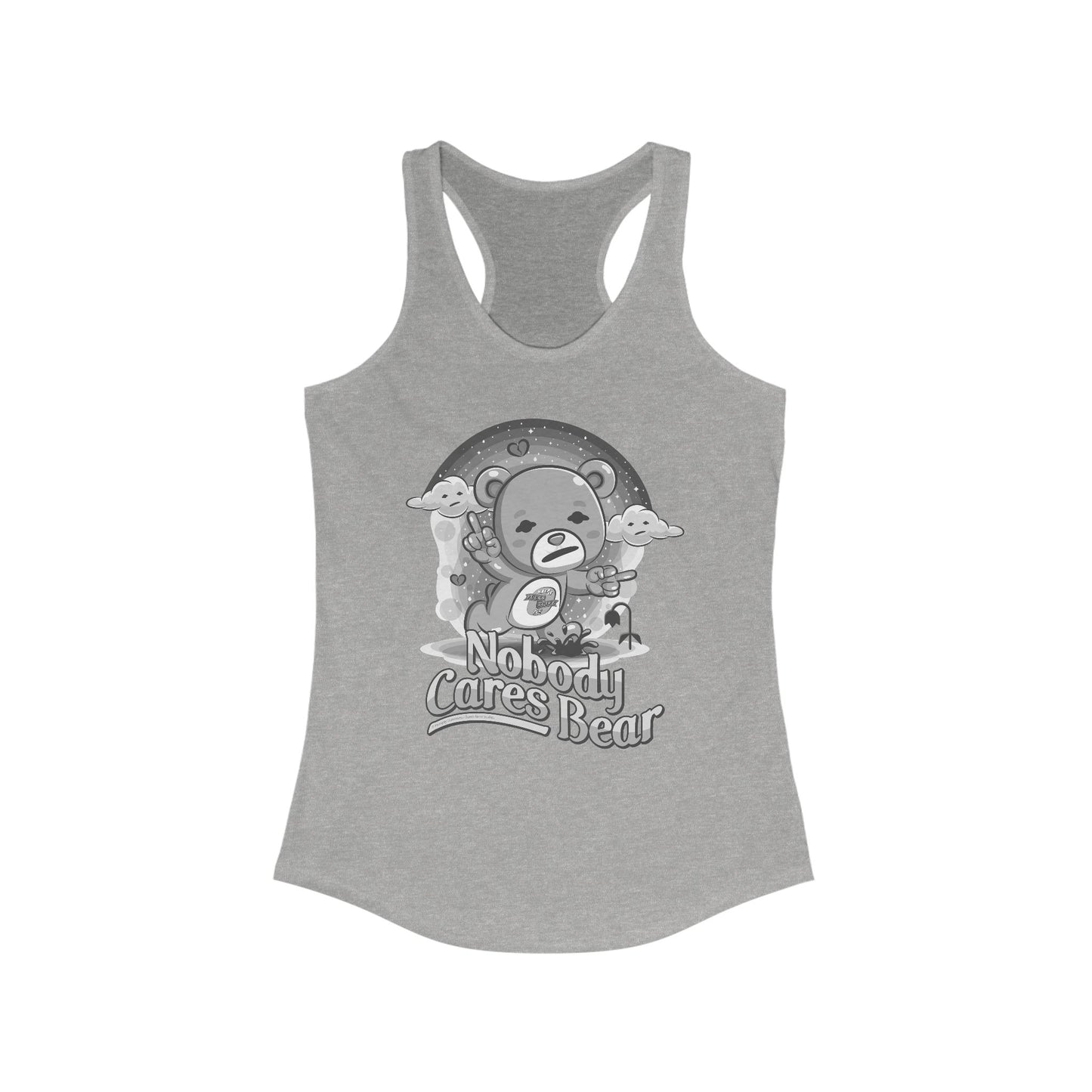 DK227: Nobody Cares Bear - Ladies Racerback Tank