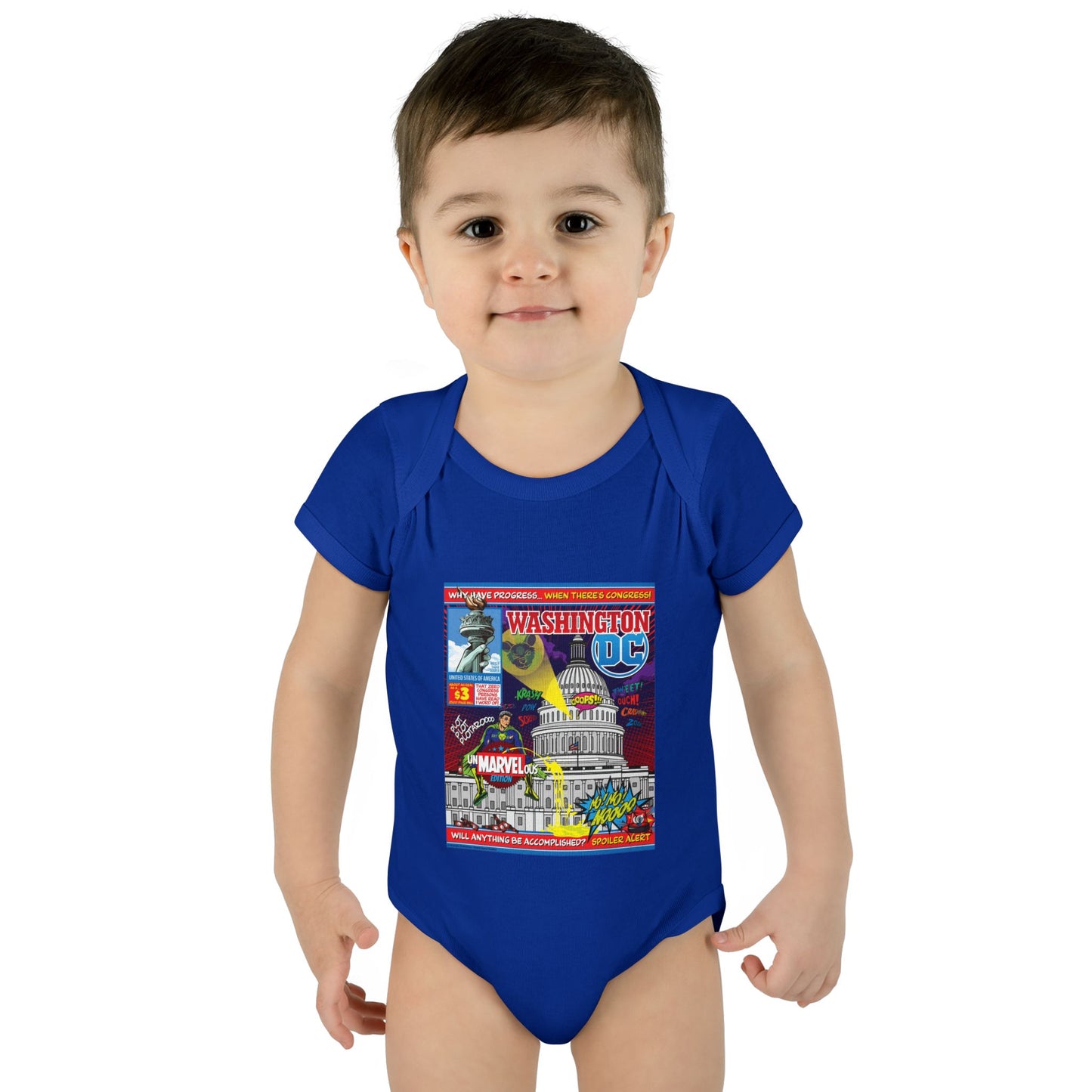 DK149: UnMARVELousington D.C. - Infant Sized Onsie