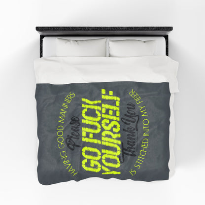 DK90: Please & Thank You (Go Fuck Yourself) - Velveteen Plush Blanket