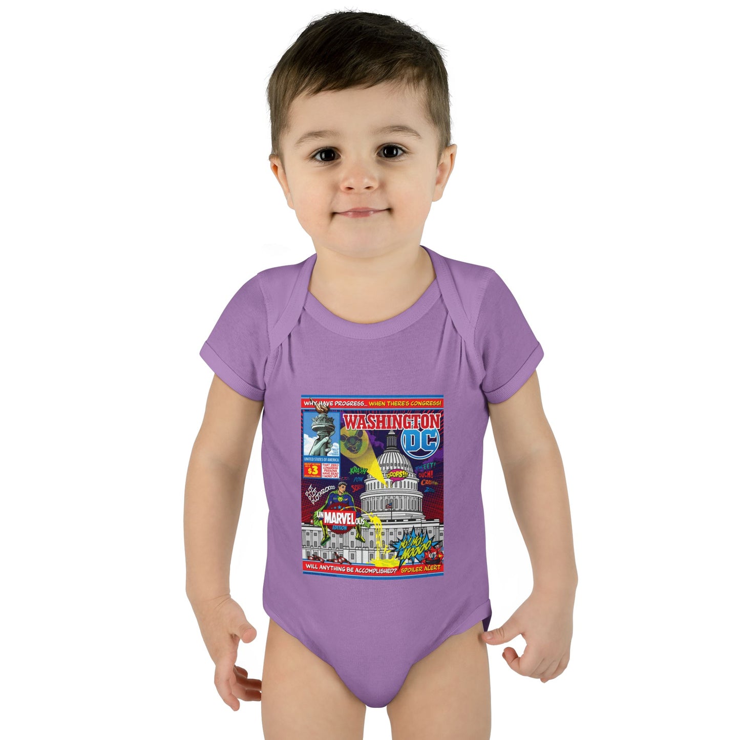 DK149: UnMARVELousington D.C. - Infant Sized Onsie