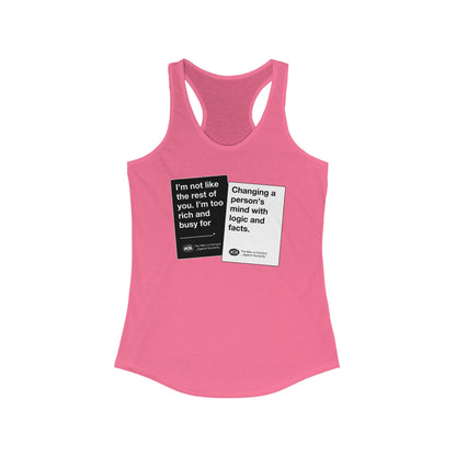 DK180: Humans Against Humanity (Logic & Facts Edition) - Ladies Racerback Tank