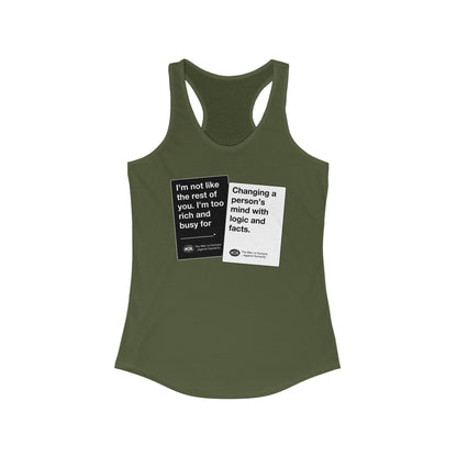DK180: Humans Against Humanity (Logic & Facts Edition) - Ladies Racerback Tank