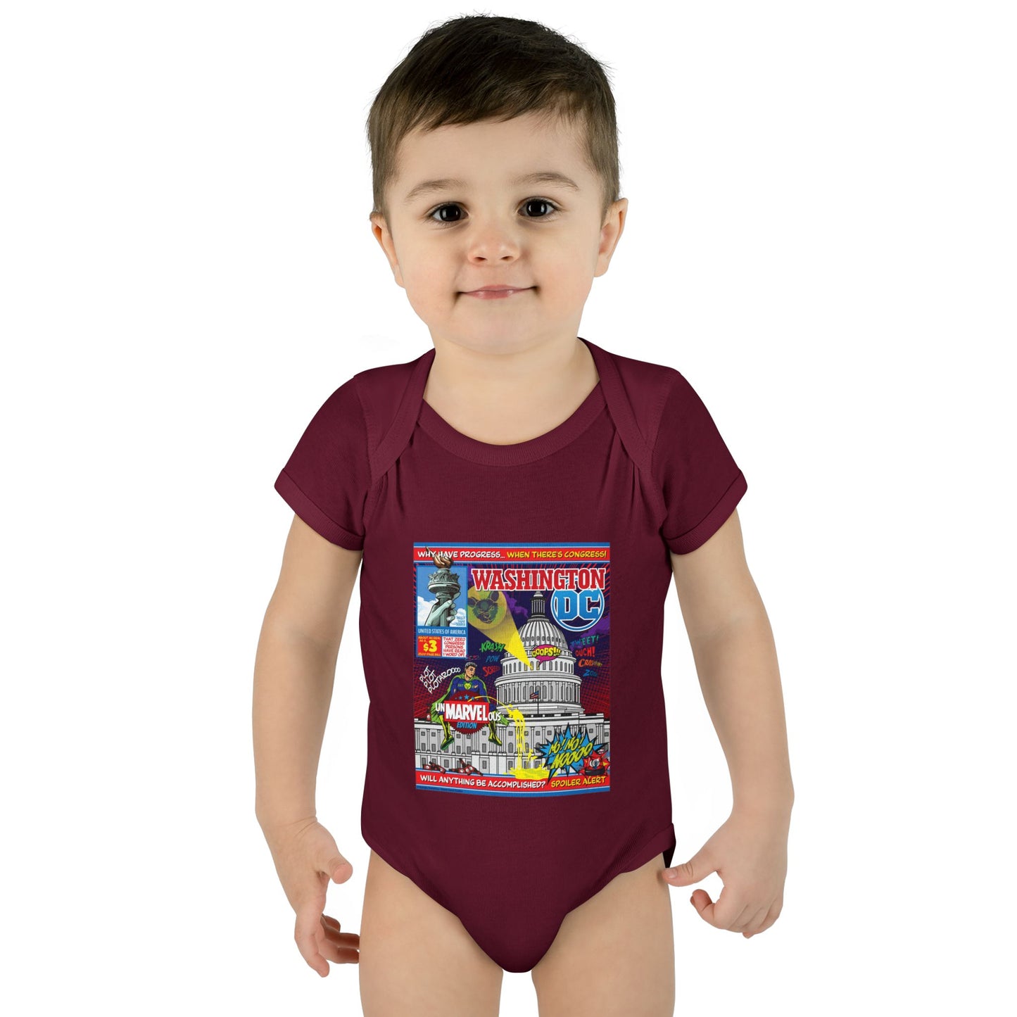 DK149: UnMARVELousington D.C. - Infant Sized Onsie
