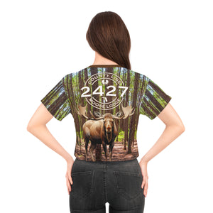 Moose Lodge 2427 - Woodlands Moose - Women's All-Over-Print Crop Tee