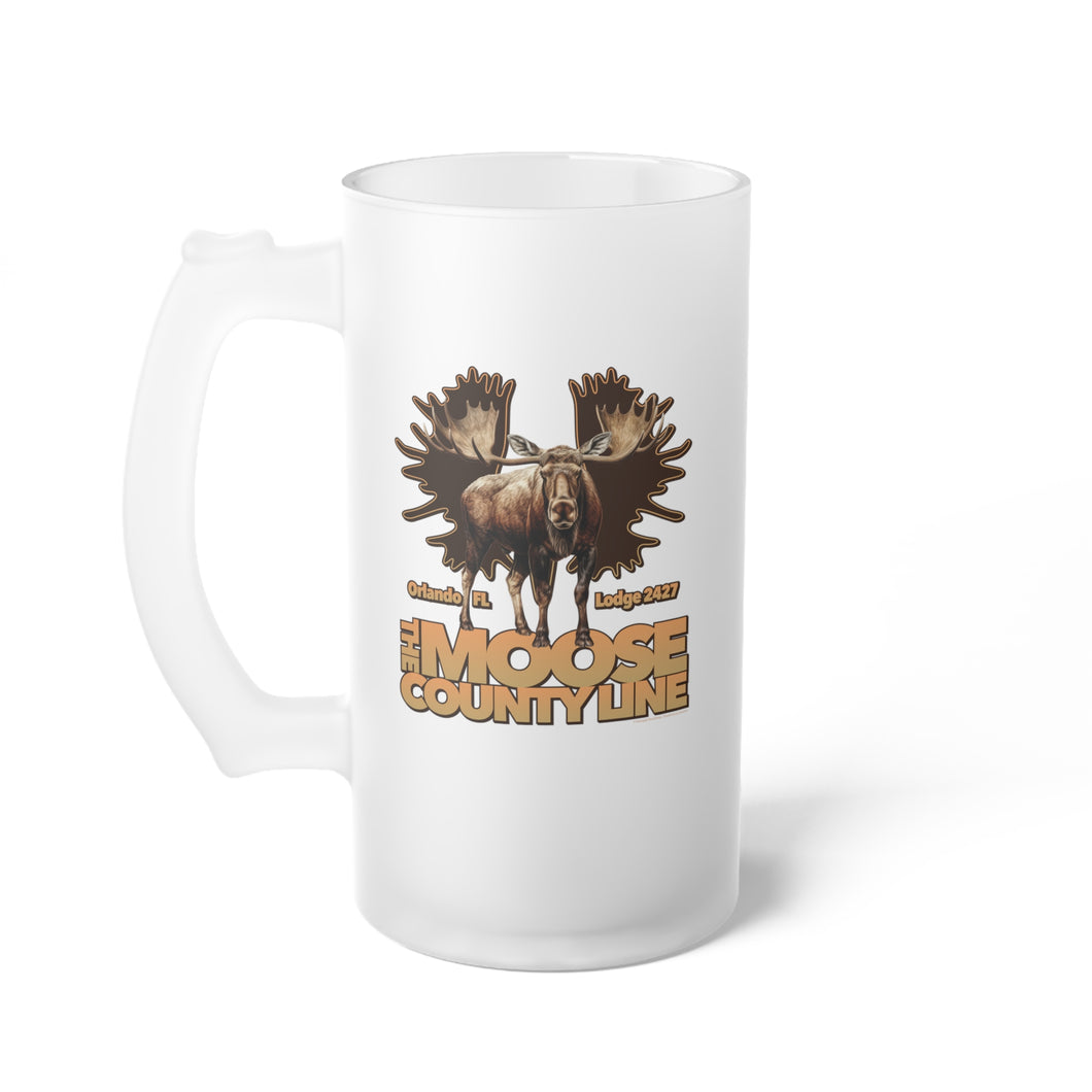 Moose Lodge 2427 - Moose Antlers - Frosted Glass Beer Mug