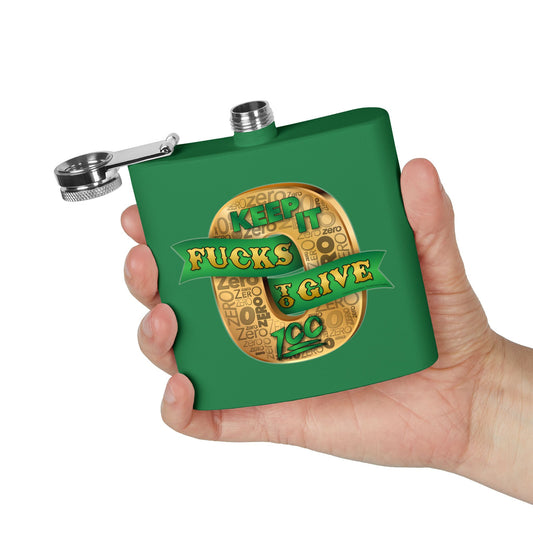 DK100: Zero Fucks To Give (Gold Edition) - 6oz Stainless Steel Hip Flask