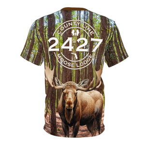 Moose Lodge 2427 - Woodlands Moose - Unisex Cut & Sew All-Over-Print Tee