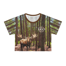 Load image into Gallery viewer, Moose Lodge 2427 - Woodlands Moose - Women&#39;s All-Over-Print Crop Tee
