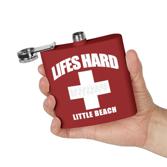 DK42: LIFESHARD - Little Beach - 6oz Stainless Steel Hip Flask